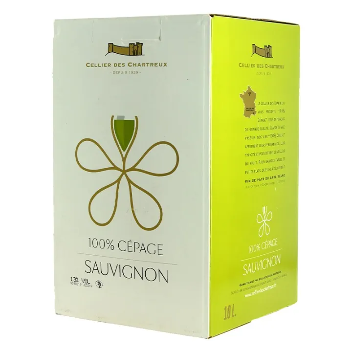 acheter vin en bib CELLIER des CHARTREUX SAUVIGNON Blanc vin blanc
