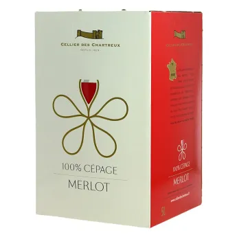 Acheter Bib 5L CELLIER des CHARTREUX MERLOT  vin de pays du Gard Rouge