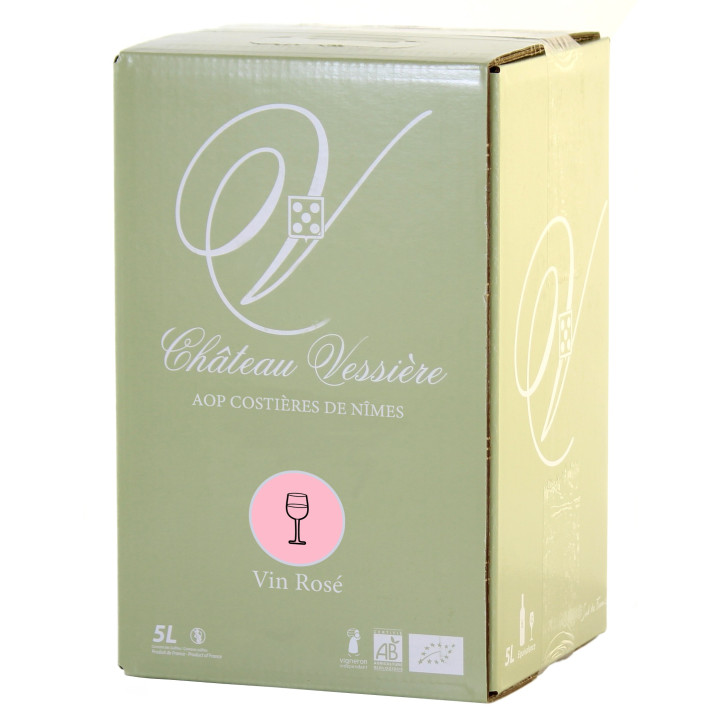 Vin Bio du Château de Vessière Rosé BIB 5 Litres Costières de Nîmes
