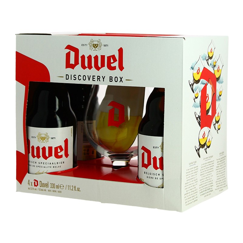 achat Coffret Cadeau Bière Belge DUVEL 4 X 33 cl + 1 Verre