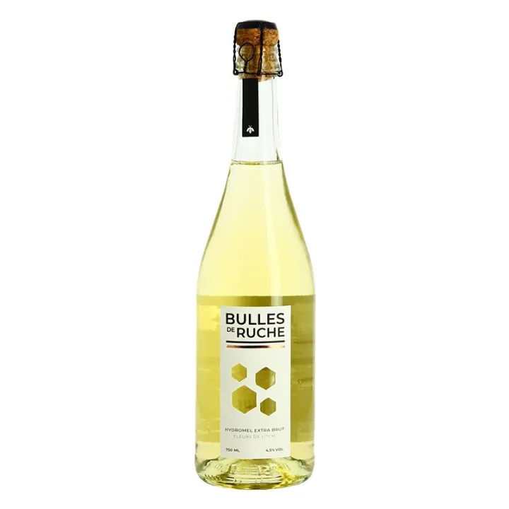 acheter Bulles de Ruche Hydromel Extra Brut Pétillant au Miel de Fleur de Litchi 75 cl