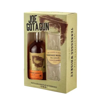 achat american whiskey Coffret JOE GOT a GUN Tennessee Whiskey 70 cl + 2 verres
