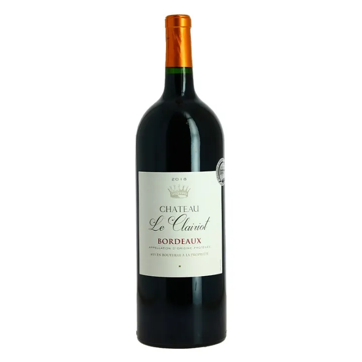 CHATEAU Le CLAIRIOT 2018 Bordeaux Rouge en Magnum, un joli vin 100% Merlot