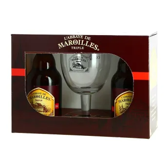 achat de Bière de l'Abbaye de MAROILLES Coffret de 2 x 33 cl + 1 Verre