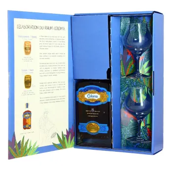 Rhum COLOMA 8 ans Coffret Cadeau + 1 Mignonette Liqueur Café Coloma