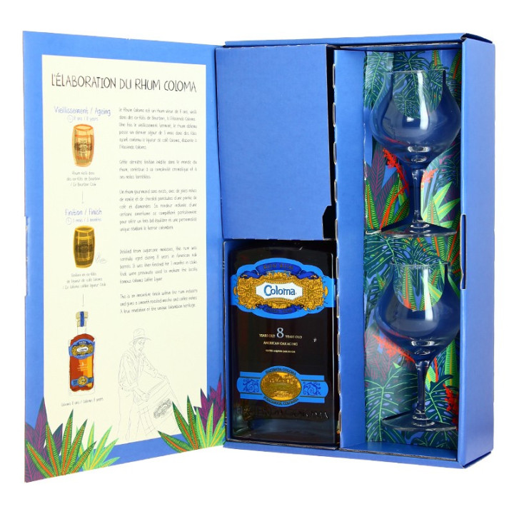 Rhum COLOMA 8 ans Coffret Cadeau + 1 Mignonette Liqueur Café Coloma