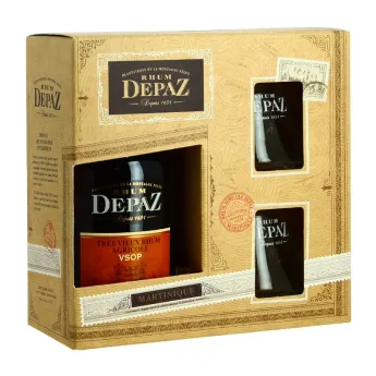 achat rhum de Martinique Rhum DEPAZ VSOP Coffret + 2 Verres 70 cl