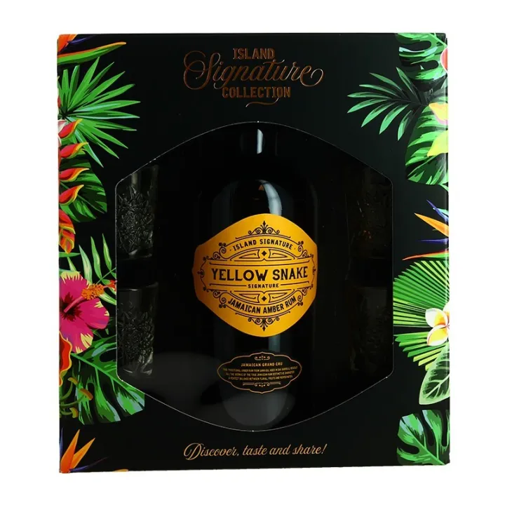 Coffret Yellow Snake Rhum Ambré de Jamaïque 70 cl + 4 Shooters