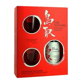 Whisky japonais TOTTORI Blended  70 cl Coffret  Cadeau + 2 Verres