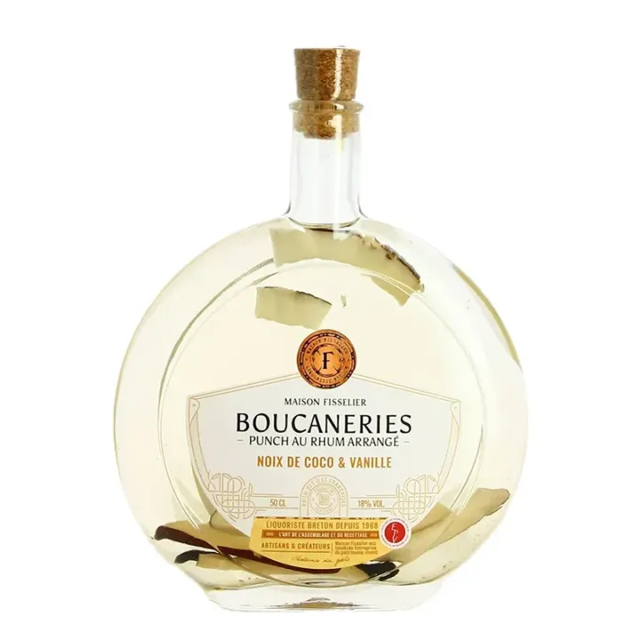 Punch Noix de Coco Ananas  au rhum arrangé  les Boucaneries Fisselier 50cl