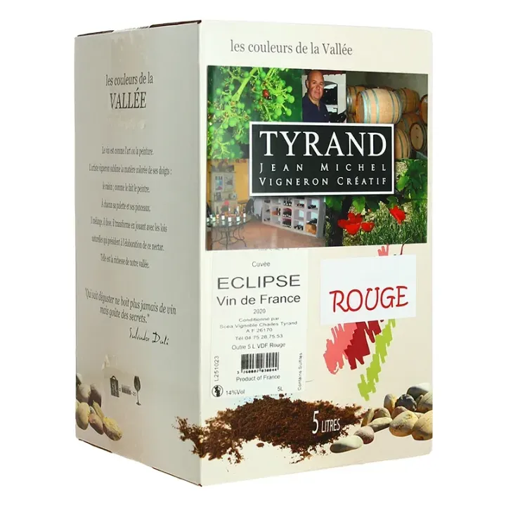 L' ECLIPSE Vin Rouge de Jean Michel TYRAND BIB de 5 Litres