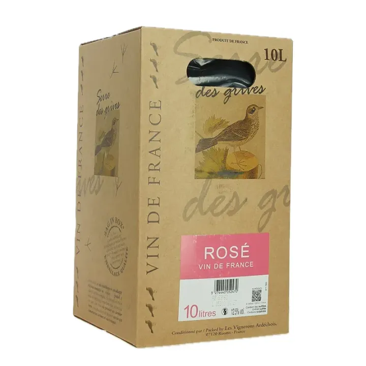 Serre des GRIVES Rosé par les VIGNERONS ARDECHOIS  BIB de 10 Litres