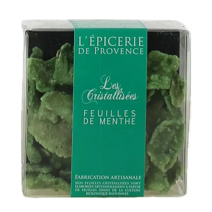 Feuilles de Menthe Cristallisées dans du Sucre 75 gr