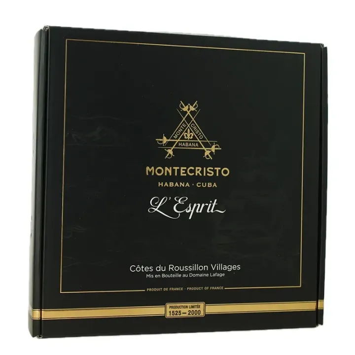 Coffret Cadeau MONTECRISTO Esprit Habana Cubano  Côtes du Roussillon Villages 2021 3X75 cl par LAFAGE
