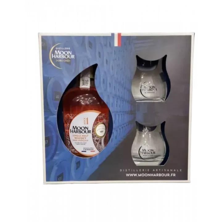 Whisky MOON HARBOUR Dock1 Coffret + 2 Verres