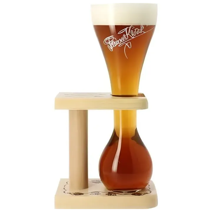 Verre à Kwak 33 cl avec Support en Bois Verre Officiel Pauwel Kwak