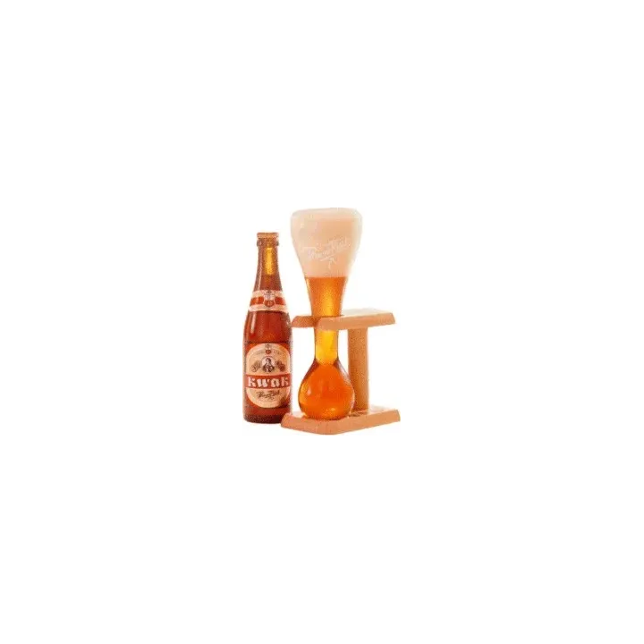 Verre à Kwak 33 cl avec Support en Bois Verre Officiel Pauwel Kwak