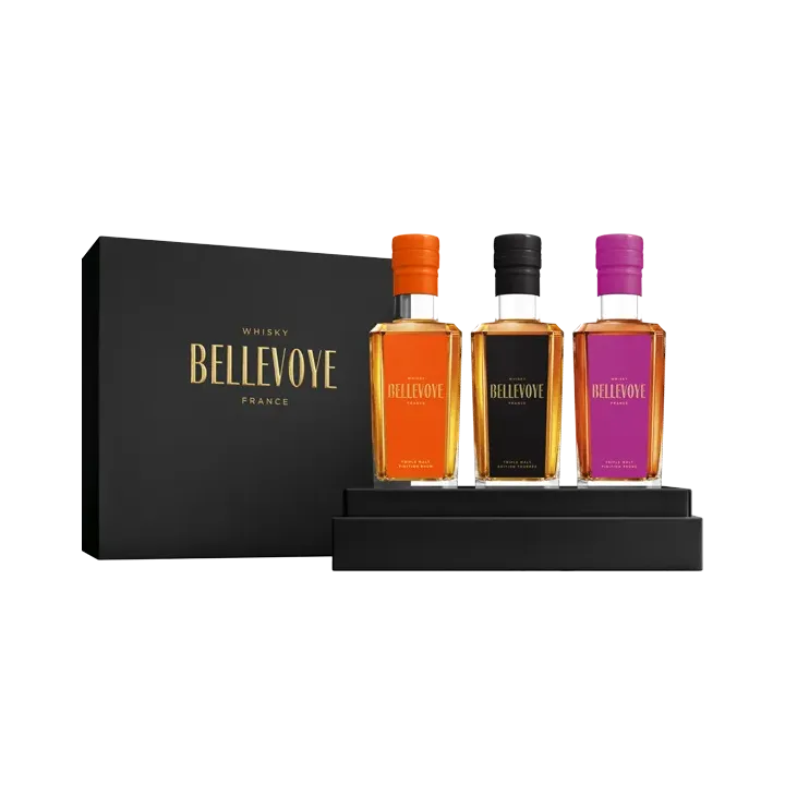 Coffret Whisky Bellevoye 3x20cl Orange Prune Noir