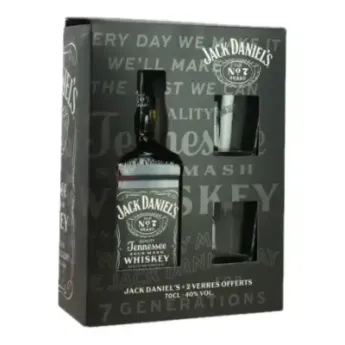 JACK DANIEL'S OLD N°7 Tennessee Whiskey en COFFRET + 2 verres 70 cl